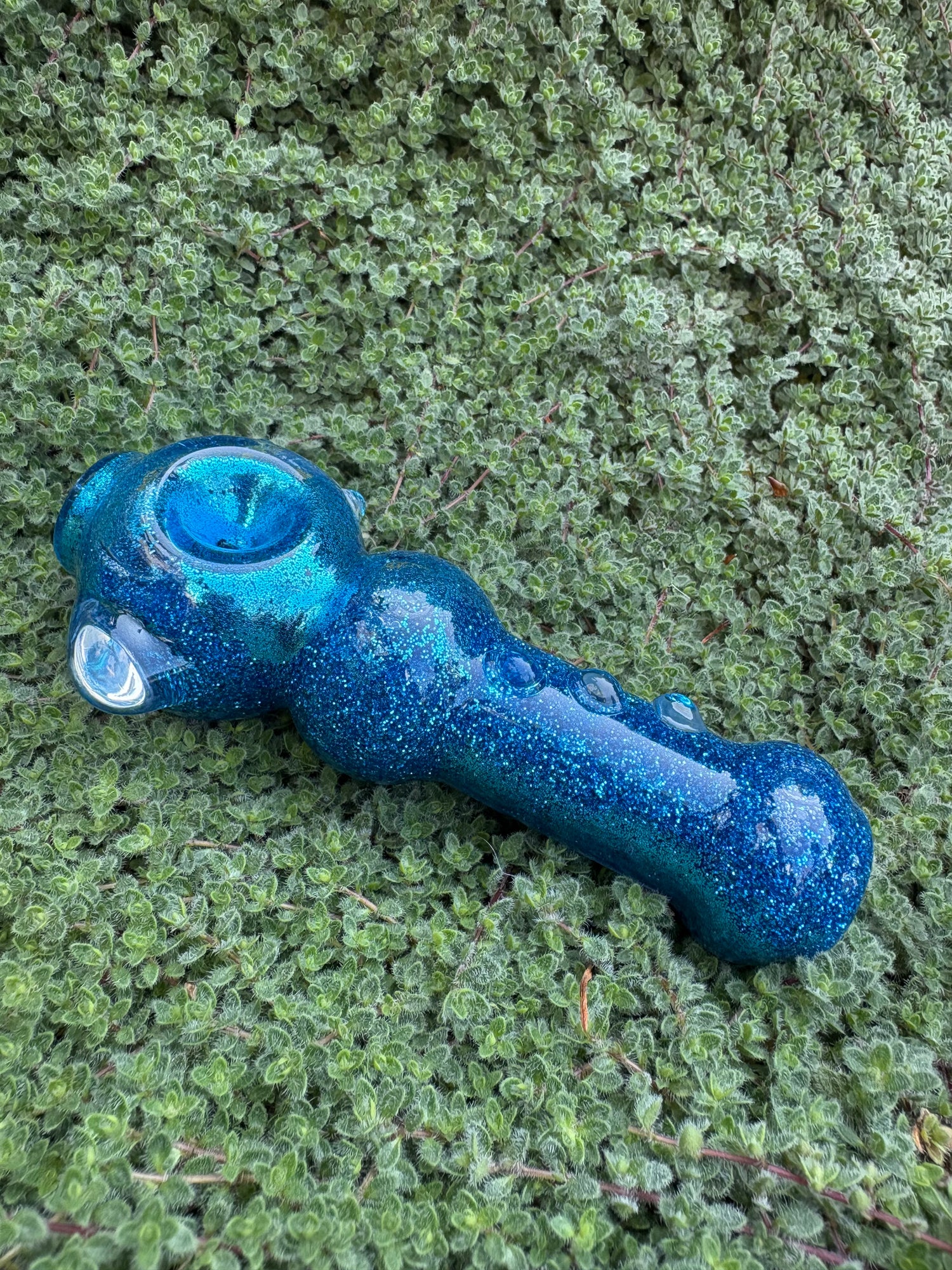 Blue Dream Dolphin Glitter Pipe - Hi Tide Glass Works