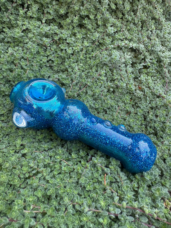 Blue Dream Dolphin Glitter Pipe - Hi Tide Glass Works