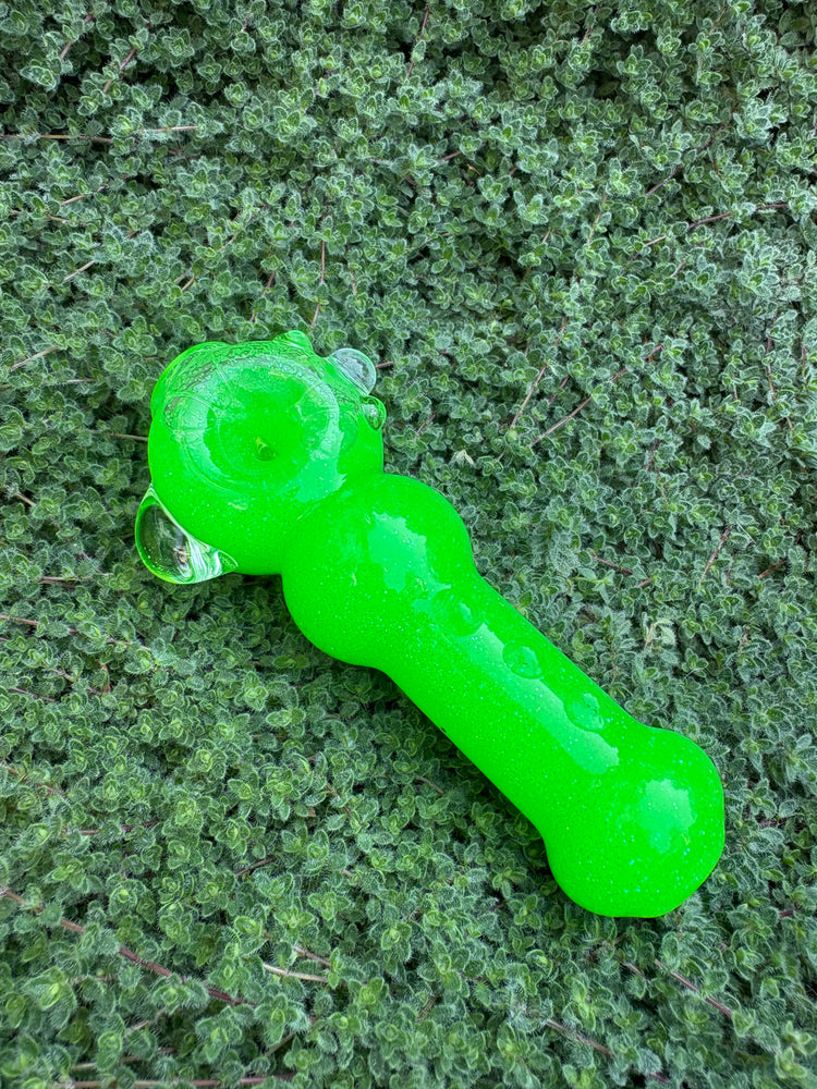 Neon Green Dolphin Glitter Pipe - Hi Tide Glass Works