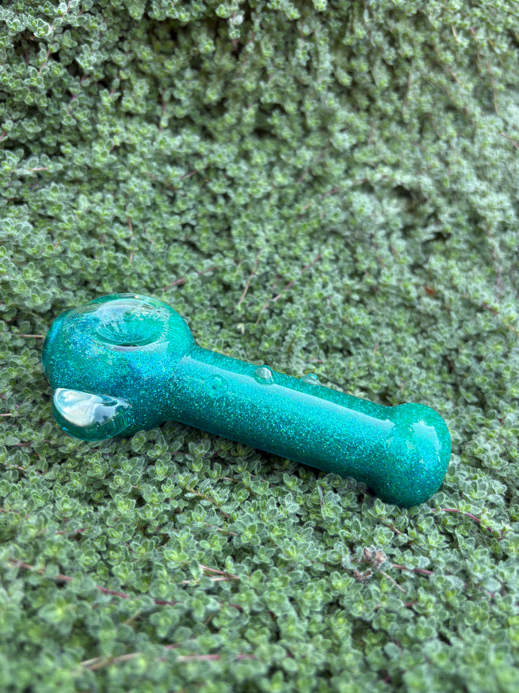 Teal Deal Stingray Glitter Pipe - Hi Tide Glass Works