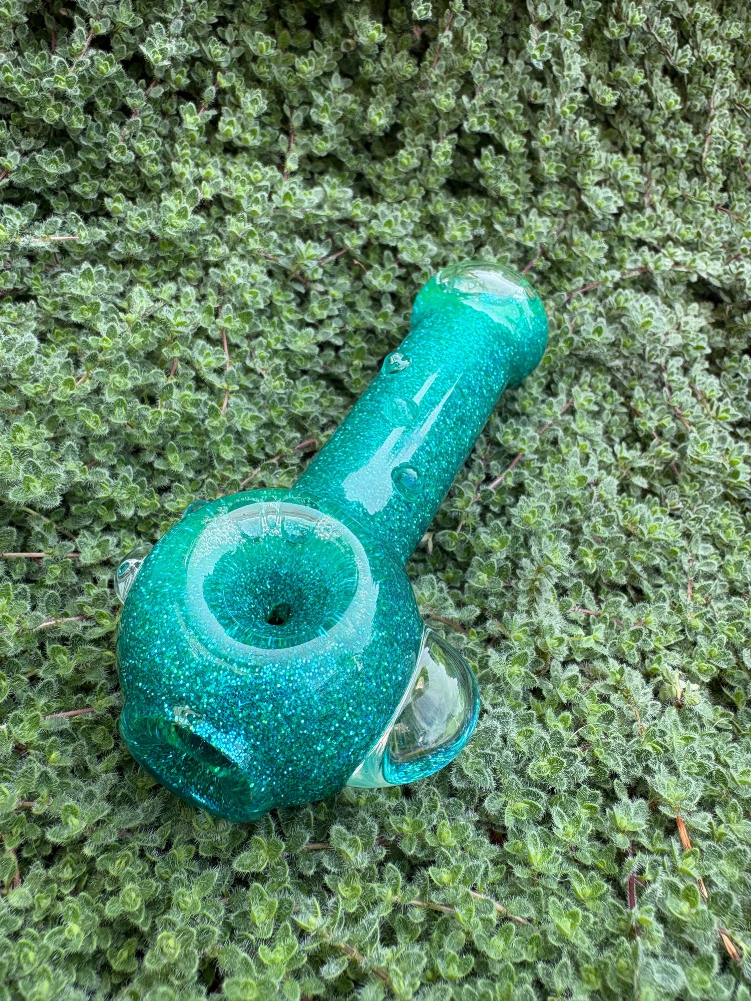 Teal Deal Stingray Glitter Pipe - Hi Tide Glass Works