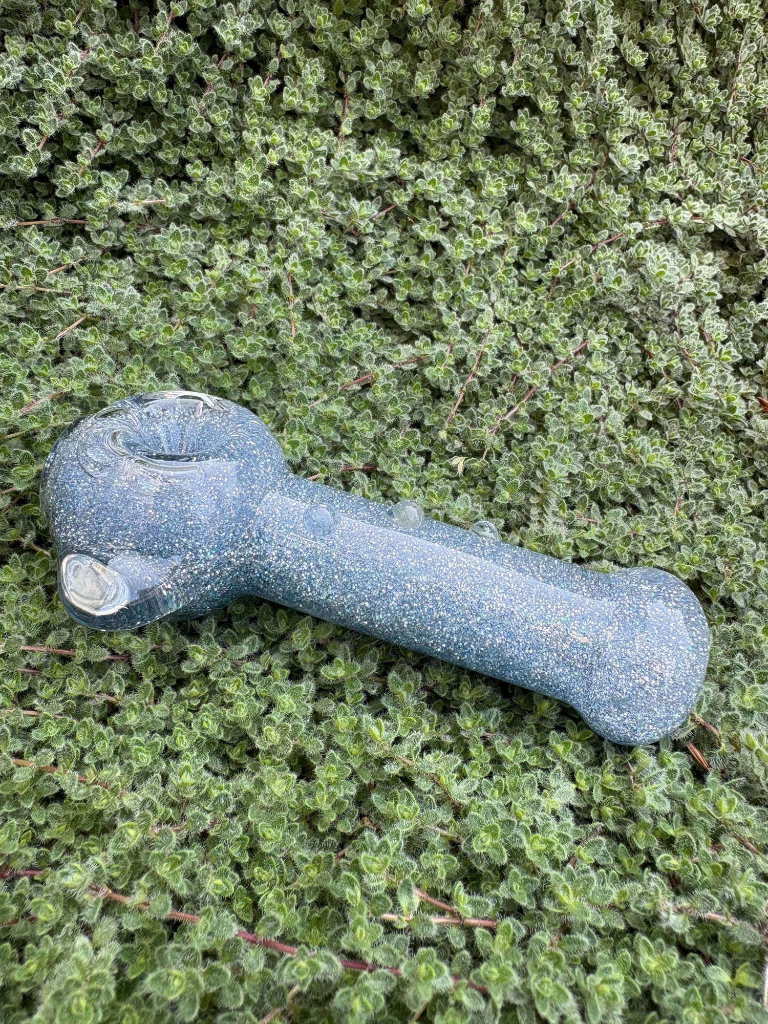 Silver Surfer Stingray Glitter Pipe - Hi Tide Glass Works