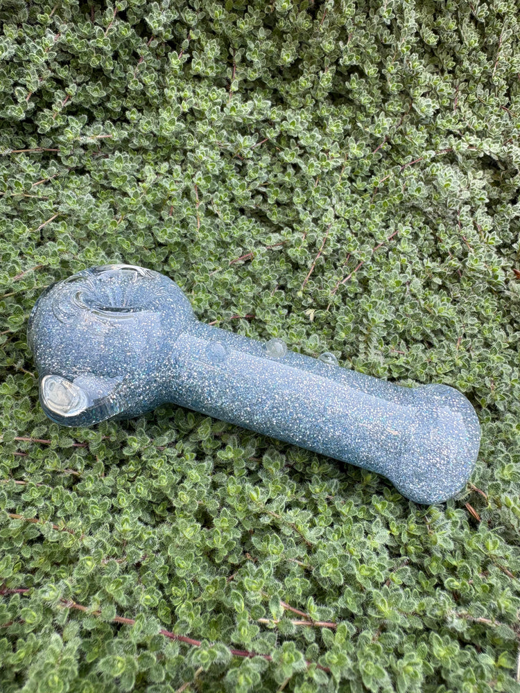 Silver Surfer Stingray Glitter Pipe - Hi Tide Glass Works