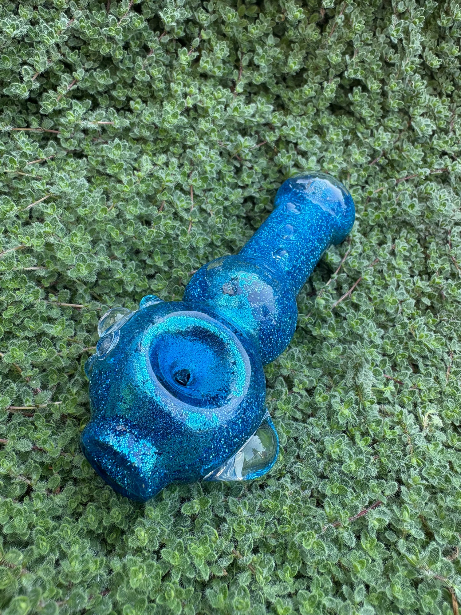 Blue Dream Dolphin Glitter Pipe - Hi Tide Glass Works