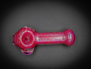 Collectable Glitter Pipe: Liquid Filled & Freezable -Strawberry Cough Sparkle Stingray Glass Piece