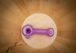 Collectable Glitter Pipe: Liquid Filled & Freezable -Grape Ape Sparkle Stingray Glass Piece