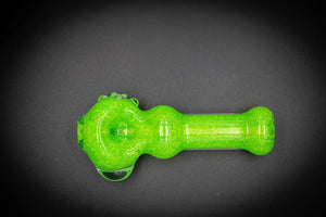 Collectable Glitter Pipe: Liquid Filled & Freezable -Neon Green Sparkle Dolphin Glass Piece