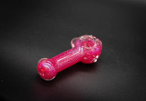 Collectable Glitter Pipe: Liquid Filled & Freezable -Strawberry Cough Sparkle Stingray Glass Piece