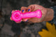 Collectable Glass Glitter Pipe: Liquid Filled & Freezable -Neon Pink Sparkle Stingray Glass Piece