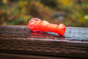 Collectable Glitter Pipe: Liquid Filled & Freezable -Neon Orange Sparkle Dolphin Glass Piece