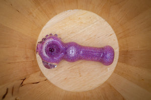 Collectable Glitter Pipe: Liquid Filled & Freezable -Grape Ape Sparkle Dolphin Glass Piece