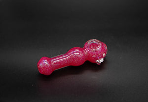 Collectable Glitter Pipe: Liquid Filled & Freezable -Strawberry Cough Sparkle Dolphin Glass Piece