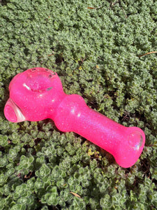 Glass Glitter Pipe Pink UV Sparkle Dolphin – Liquid Filled, Freezable Glass Pipe Collectible, Unique Gift for Smoking Enthusiasts
