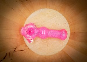 Collectable Glitter Pipe: Liquid Filled & Freezable -Neon Pink Sparkle Dolphin Glass Piece