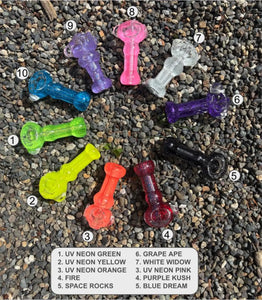 Collectable Glitter Pipe: Liquid Filled & Freezable -Neon Green Sparkle Dolphin Glass Piece